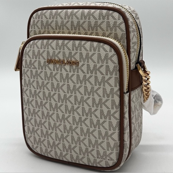 Michael Kors Medium NS Chain Xbody Bag Vanilla/Brown - Picture 2 of 13